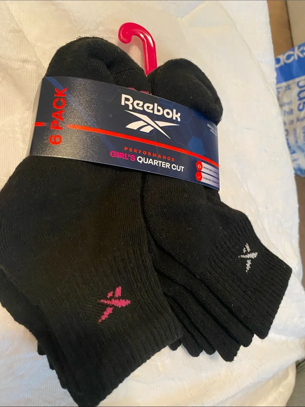 Reebok Performance Girls Quarter Cut 6 pack Socks